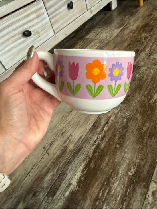 Other - 2 for $15: vintage Tulip Garden floral mid-century ceramic coffee mug/ tea cup